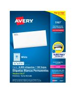 Etiqueta Laser Avery 5167 80/2000 1.27X 4.44 1/2 X 1 3/4\"