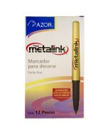 Marcador Permanente Azor Signal Metalink C/12 Plata, Punto Fino