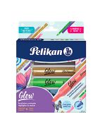 Marcatextos Pelikan Glow Glitter Bl/6 Surtidos, Punta Cincel