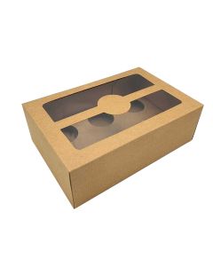 Caja para 6 Quequitos Kraft 26 x 17.6 x 8.7 cm C/2