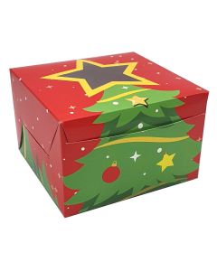 Caja para Quequitos Navidad Estrella Pino 11 x 11 x 7 cm C/10