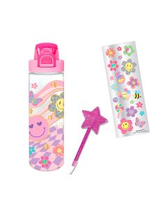 Botella Plastico Hot Focus 412Gf Flores C/Pluma C/Stickers 700 Ml.