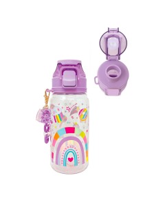 BOTELLA PLASTICO HOT FOCUS 432RB MORADO/ARCOIRIS C/LLAVERO 650 ML.