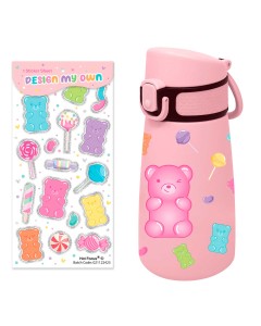 TERMO ROSA OSITO DE GOMA HOT FOCUS 464GB C/STICKERS 350 ML.