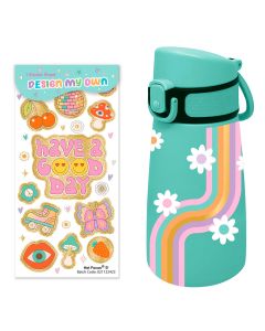 TERMO VERDE FLORES HOT FOCUS 464GO C/STICKERS 350 ML.