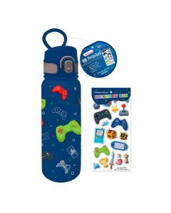 TERMO HOT FOCUS 469GC AZUL/VIDEO JUEGOS 600 ML. C/STICKERS