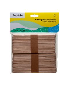 Palitos Madera Planos Barrilito W004 Jumbo 15 X 1.8 Cm C/80