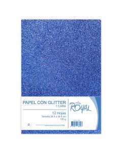 Papel con Glitter 1C Royal 24.5 x 34.5 cm. 120 g. C/12 h.