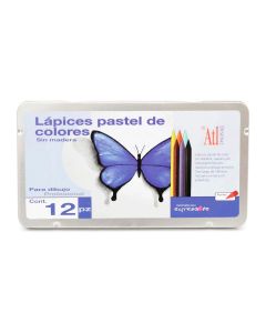 Gises Pastel Atl 12 piezas en caja metálica