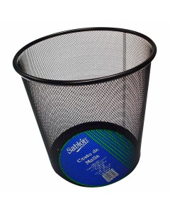 Cesto Para Basura Sablon 8055Ne Redondo Metalico Negro