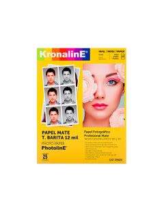 Papel Fotográfico Mate Kronaline PBO25, T.Barita, Carta 12 Mil. C/25 h.