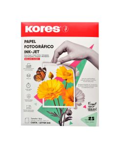 Papel Fotográfico Brillante Kores Carta 200 g. C/25 h.