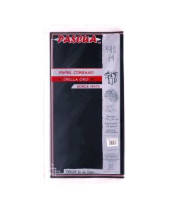 PAPEL COREANO BORDE MATE PKOBMAA ORO NEGRO 58 X 58 CM. PAQ.10P.